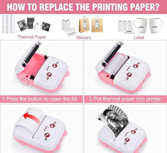 Portable Mini Pocket Printer: BT Thermal Printing On-The-Go